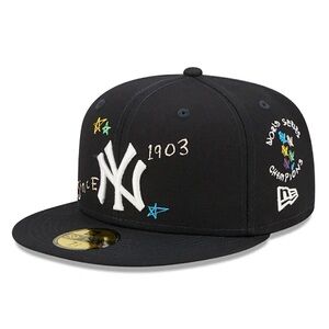 NEW ERA - MLB Baseball Hat - New York Yankees Scribble 59FIFTY Fitted Cap - Navy